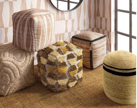Briana Braided Pouf in Natural, Black by Tov Furniture