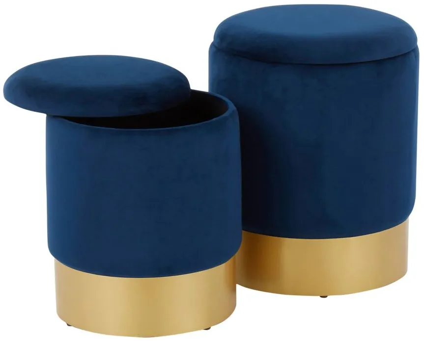 Marlon Nesting Ottoman Set in Blue by Lumisource