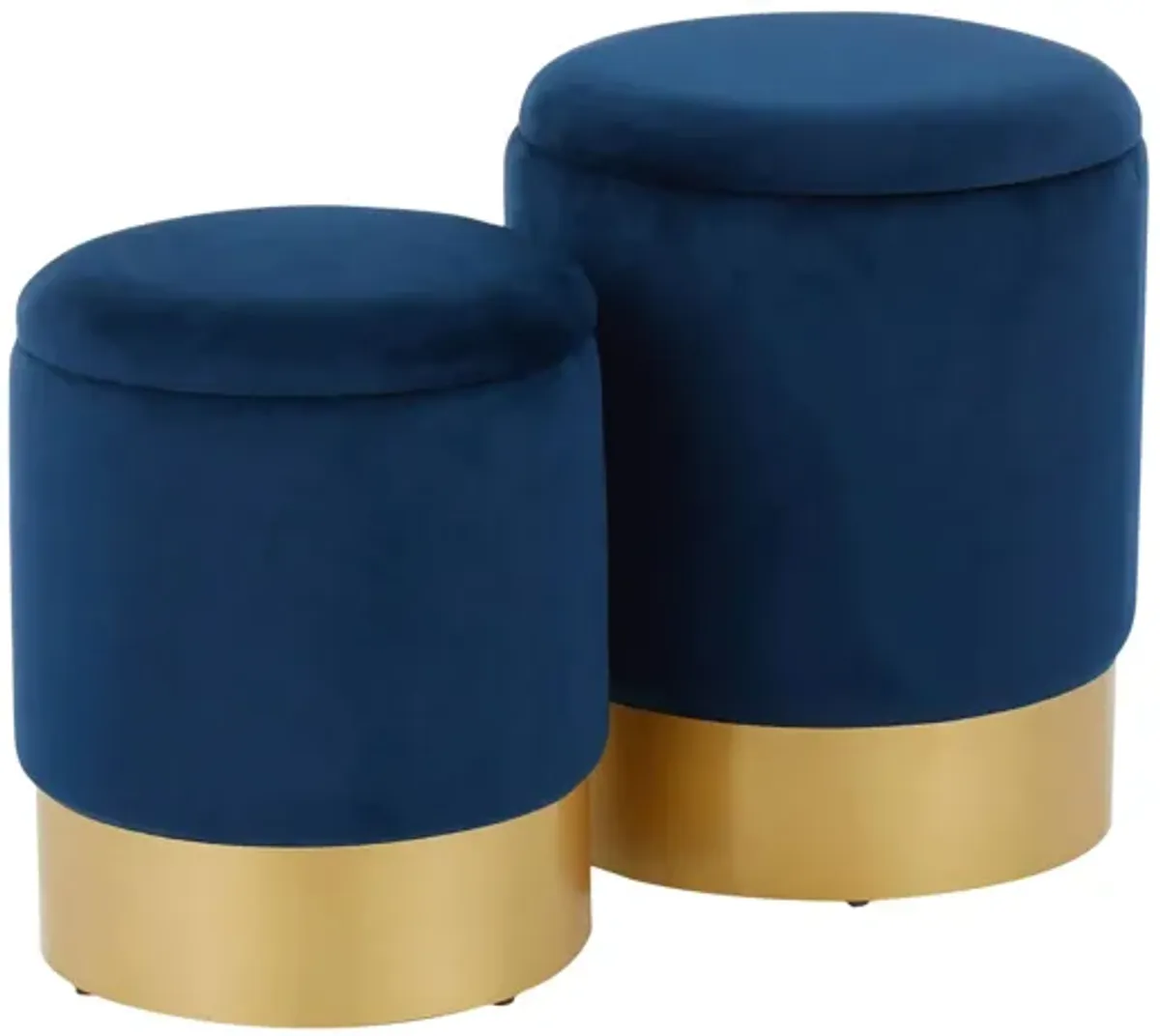 Marlon Nesting Ottoman Set in Blue by Lumisource