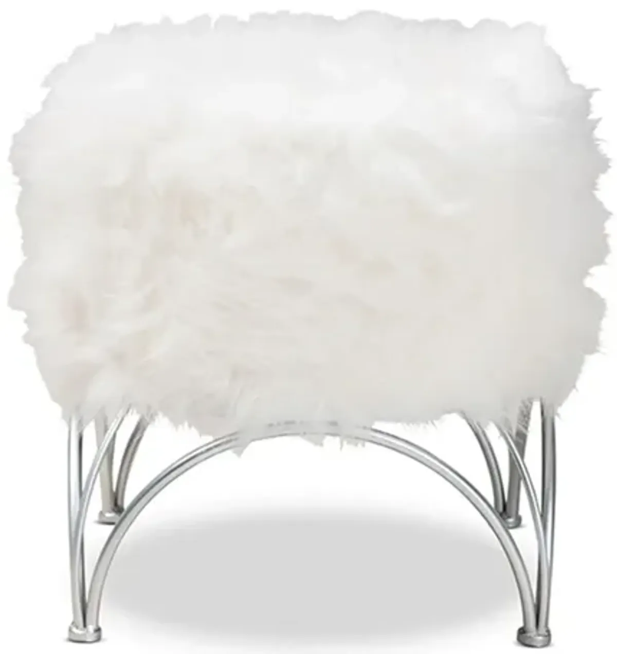 Celia Ottoman in White/Silver by Wholesale Interiors