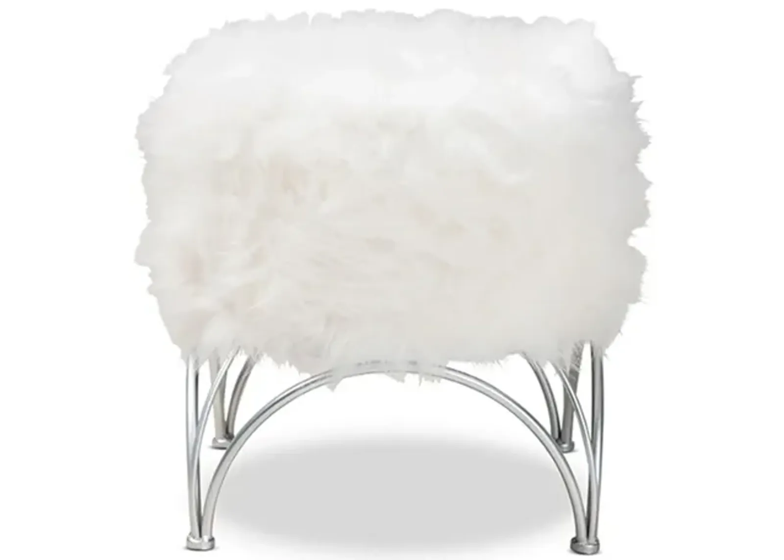 Celia Ottoman in White/Silver by Wholesale Interiors