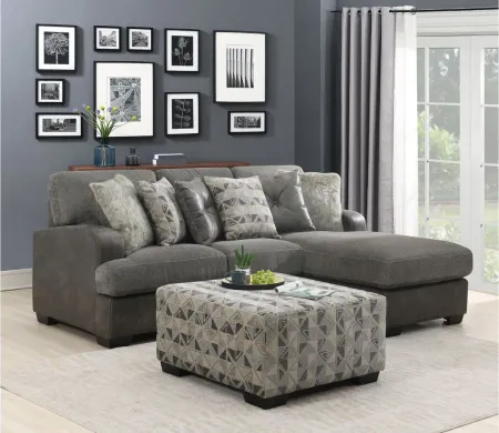 Berlin Square Ottoman in Graphic Gray by Emerald Home Furnishings