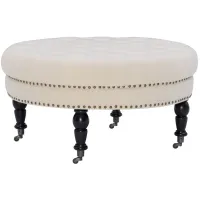 Isabelle Round Ottoman in Natural by Linon Home Decor