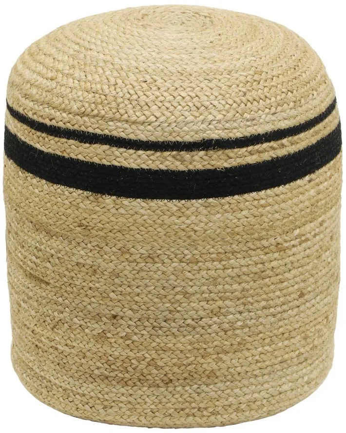 Emerge Round Pouf in Natural, Black by Tov Furniture