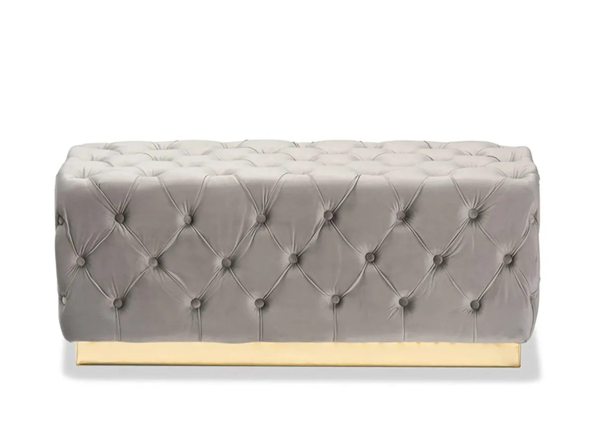 Corrine Ottoman in Gray/Gold by Wholesale Interiors