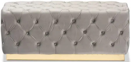 Corrine Ottoman in Gray/Gold by Wholesale Interiors