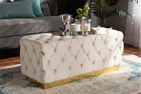 Corrine Ottoman in Beige/gold by Wholesale Interiors