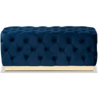 Corrine Ottoman in Navy Blue/Gold by Wholesale Interiors