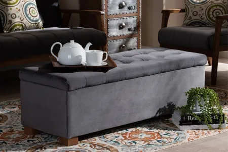 Roanoke Ottoman Bench in Gray/Brown by Wholesale Interiors