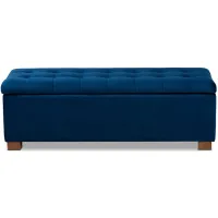 Roanoke Ottoman Bench in Navy Blue/Brown by Wholesale Interiors