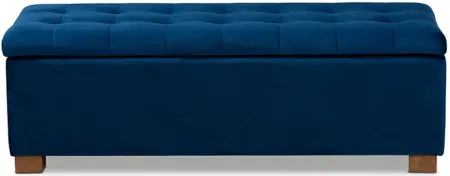 Roanoke Ottoman Bench in Navy Blue/Brown by Wholesale Interiors