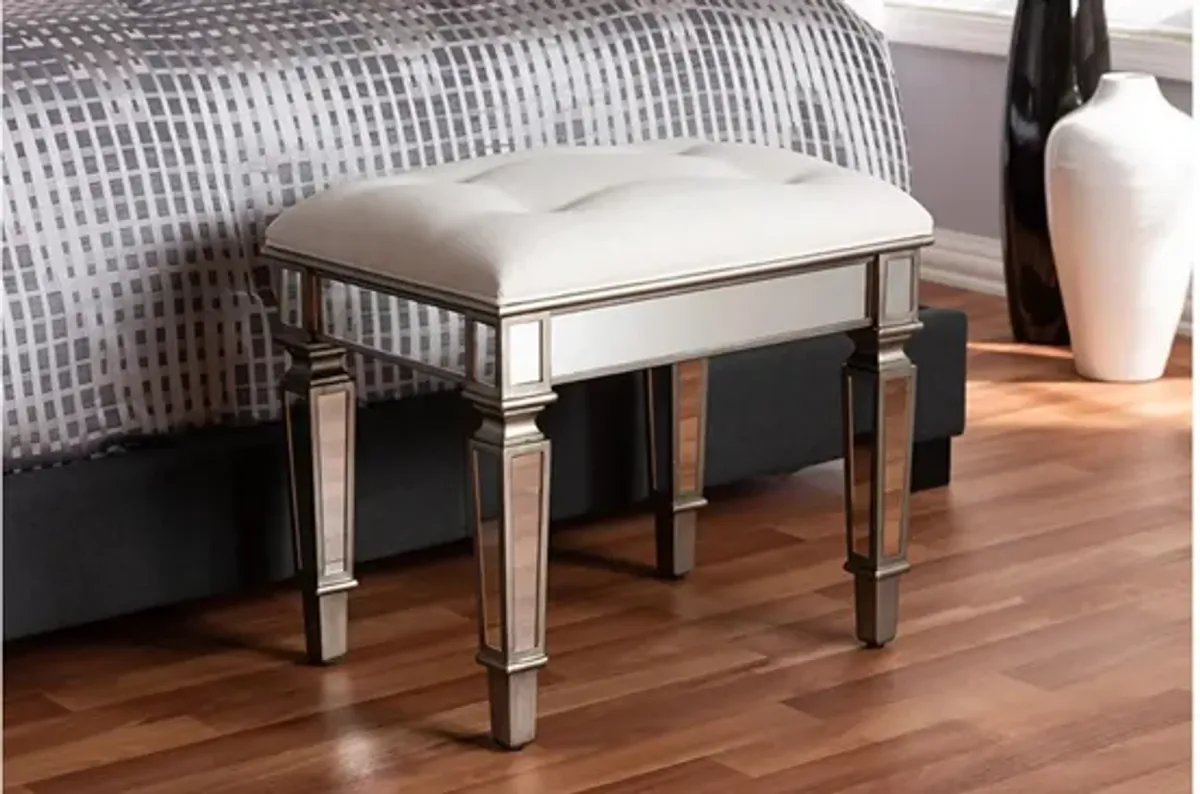 Marielle Mirrored Ottoman Vanity Bench