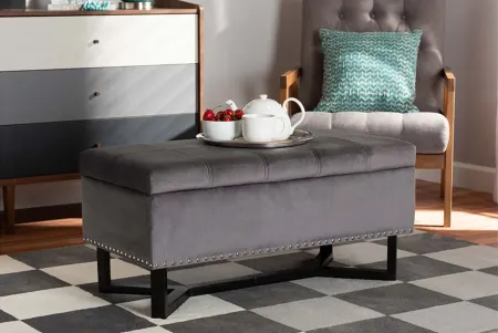 Esther Storage Ottoman in Gray/Dark Brown by Wholesale Interiors