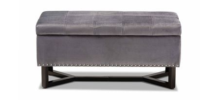 Esther Storage Ottoman in Gray/Dark Brown by Wholesale Interiors