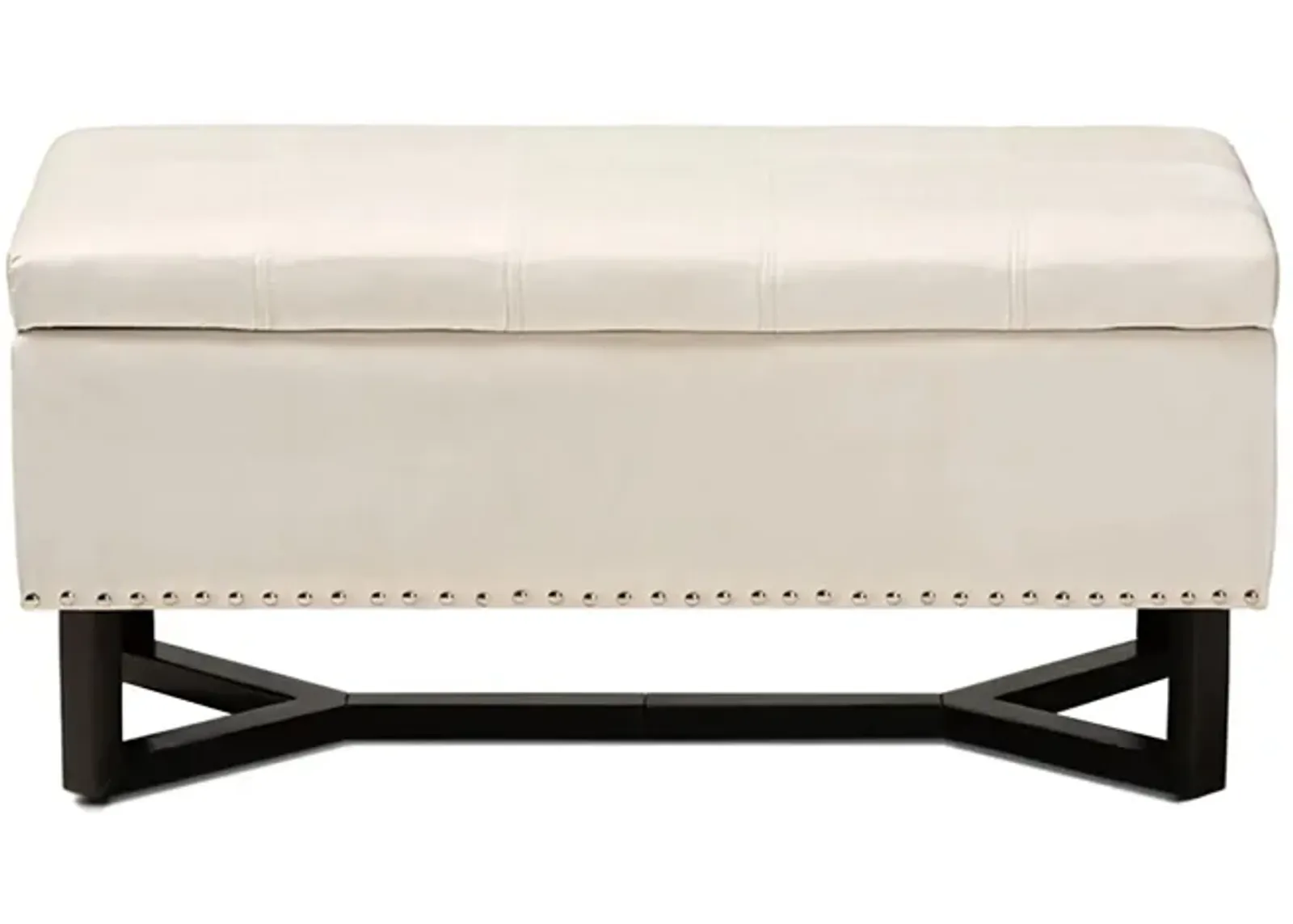 Esther Storage Ottoman in Beige/Dark Brown by Wholesale Interiors