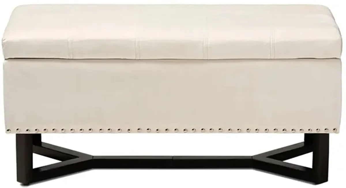 Esther Storage Ottoman in Beige/Dark Brown by Wholesale Interiors