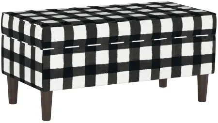 Tallula Storage Bench with Hinged Lid in Buffalo Square Black by Skyline