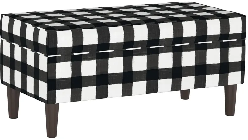 Tallula Storage Bench with Hinged Lid in Buffalo Square Black by Skyline