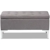Mabel Storage Ottoman in gray/Silver by Wholesale Interiors