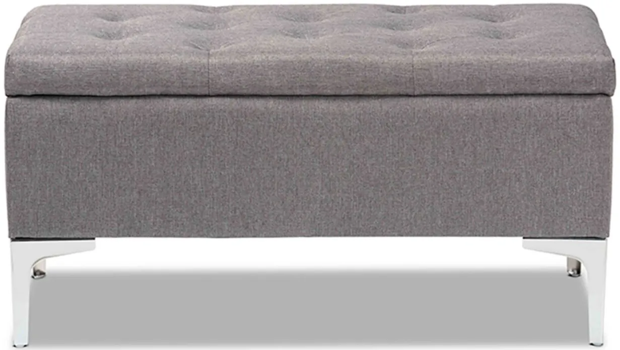 Mabel Storage Ottoman in gray/Silver by Wholesale Interiors