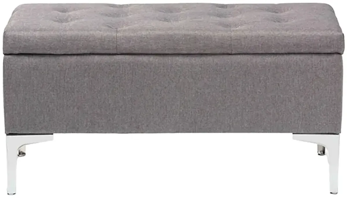 Mabel Storage Ottoman in gray/Silver by Wholesale Interiors