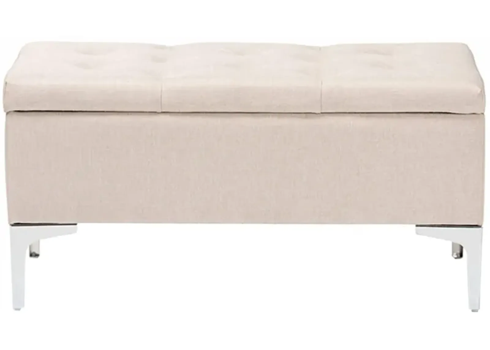 Mabel Storage Ottoman in Beige/Silver by Wholesale Interiors