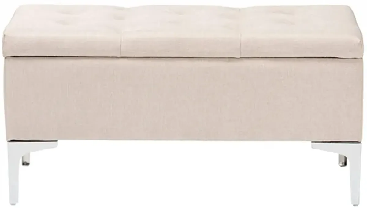 Mabel Storage Ottoman in Beige/Silver by Wholesale Interiors