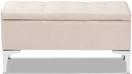Mabel Storage Ottoman in Beige/Silver by Wholesale Interiors