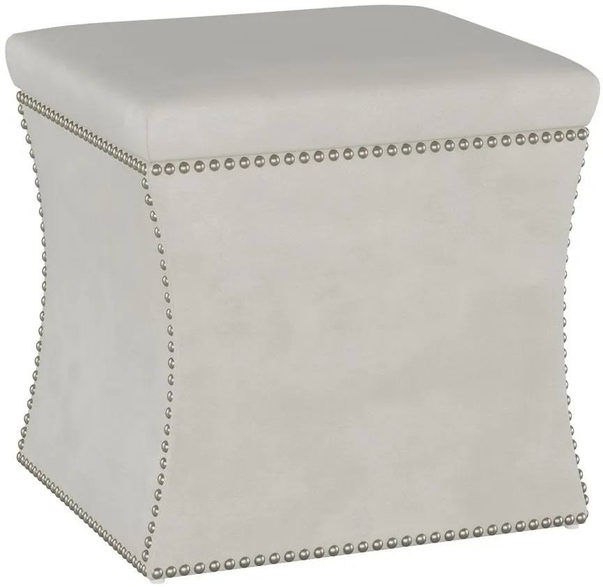 Satori Storage Ottoman in Velvet Light Grey by Skyline