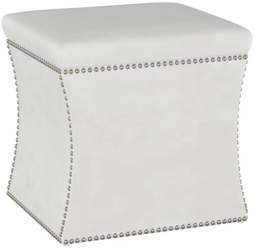 Satori Storage Ottoman in Velvet White by Skyline