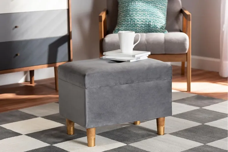 Elias Storage Ottoman in Gray/Oak by Wholesale Interiors