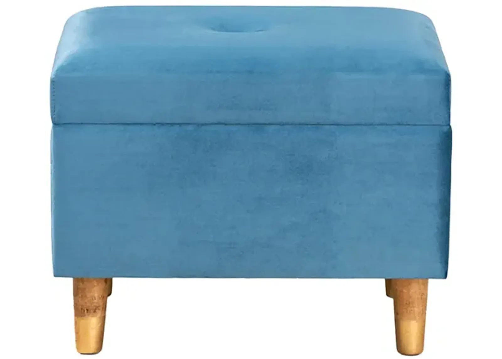 Elias Storage Ottoman in Blue/Oak by Wholesale Interiors