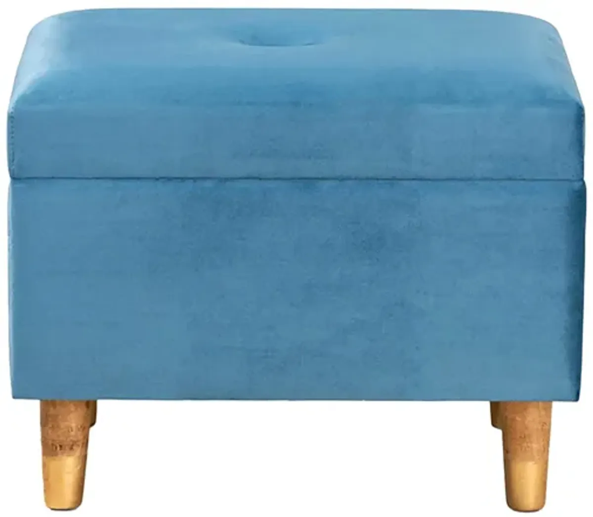 Elias Storage Ottoman in Blue/Oak by Wholesale Interiors