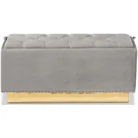Powell Storage Ottoman in Gray/Gold by Wholesale Interiors