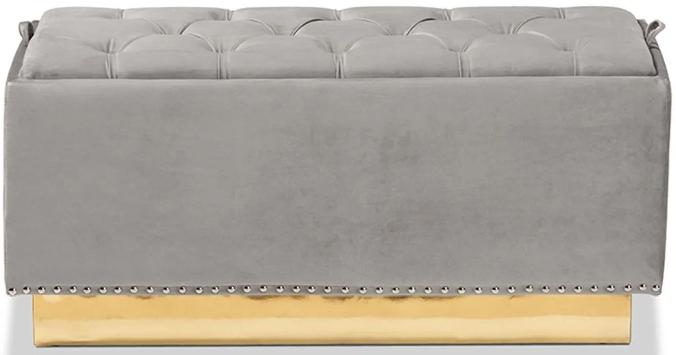 Powell Storage Ottoman in Gray/Gold by Wholesale Interiors