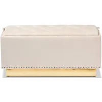 Powell Storage Ottoman in Beige/Gold by Wholesale Interiors
