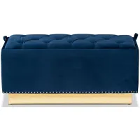 Powell Storage Ottoman in Navy Blue/Gold by Wholesale Interiors