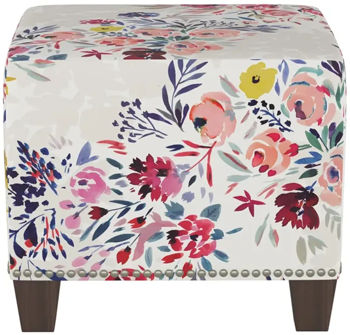 Dylan Square Ottoman in Bianca Floral Multi by Skyline