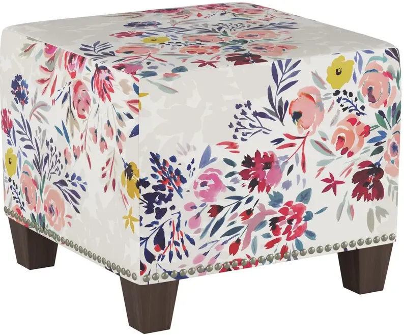 Dylan Square Ottoman in Bianca Floral Multi by Skyline