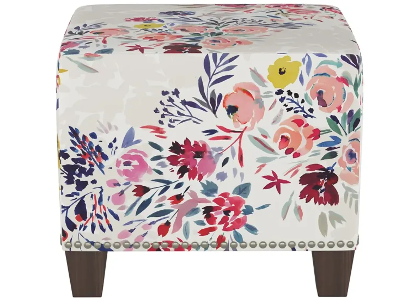 Dylan Square Ottoman in Bianca Floral Multi by Skyline