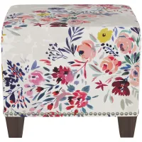 Dylan Square Ottoman in Bianca Floral Multi by Skyline