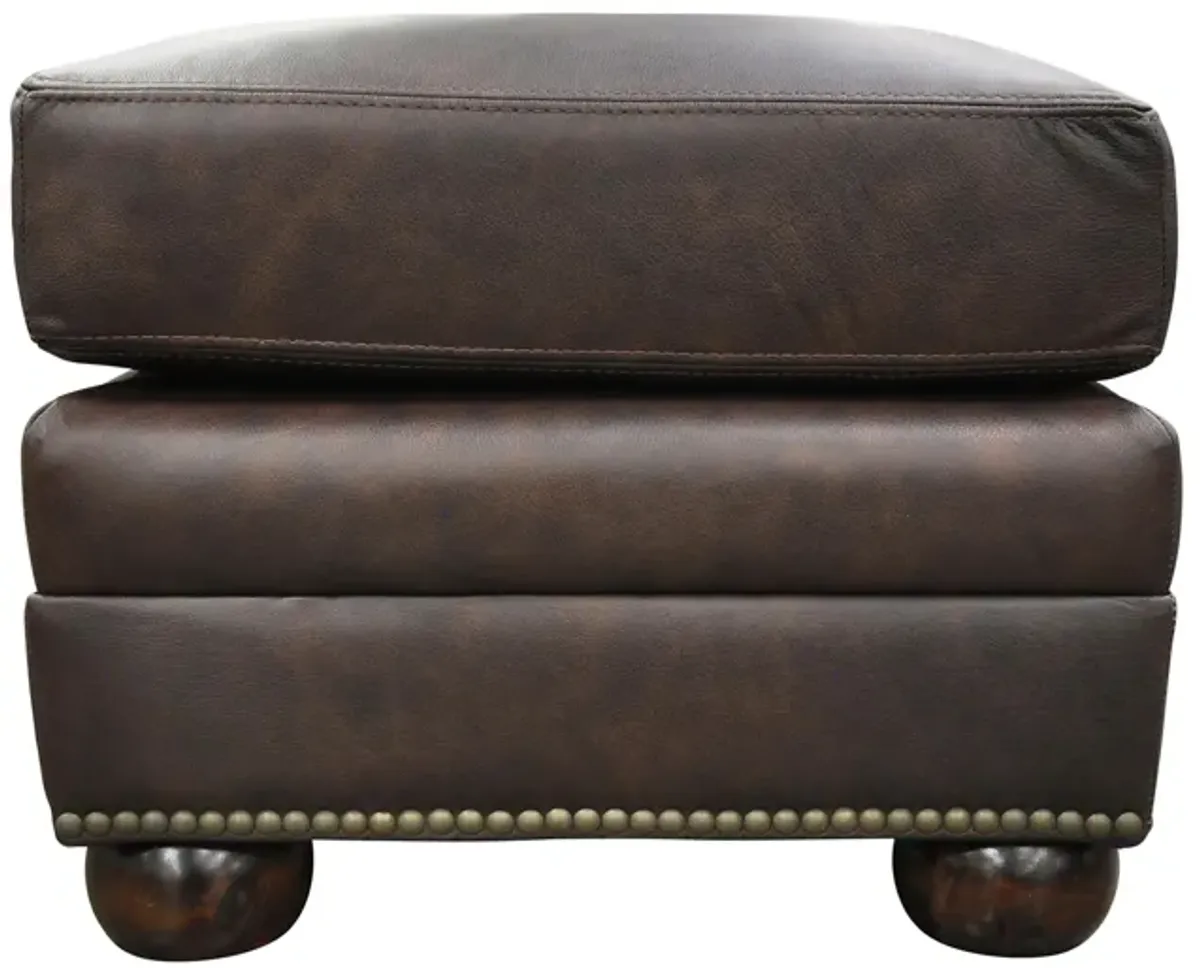 Savannah Ottoman in Urban Mahogany by Omnia Leather