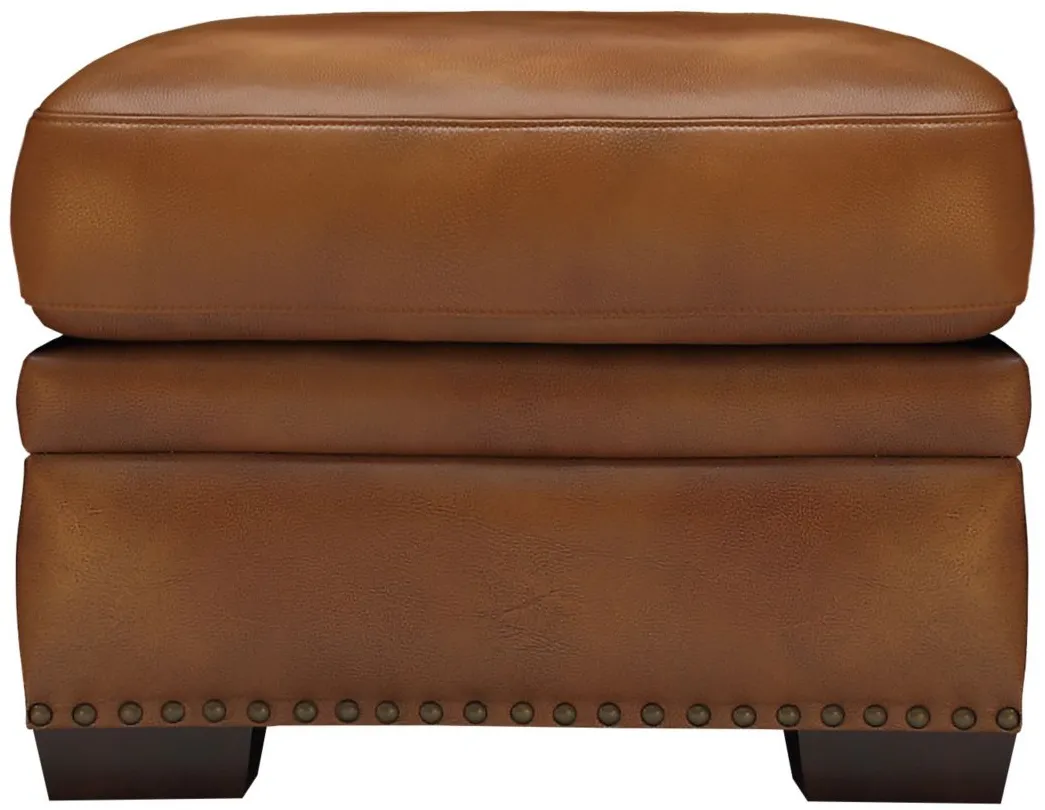 Rocco Leather Ottoman in Tan by GTR Leather Inc