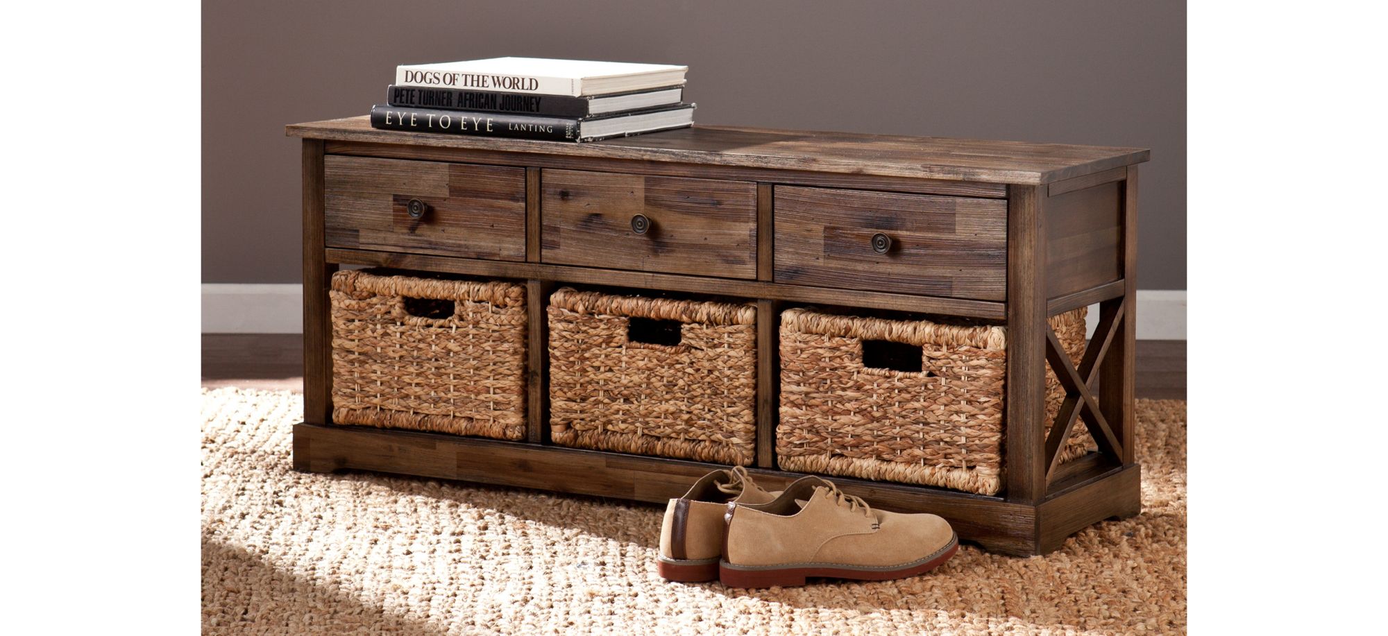 Bergin Storage Bench in Brown by SEI Furniture