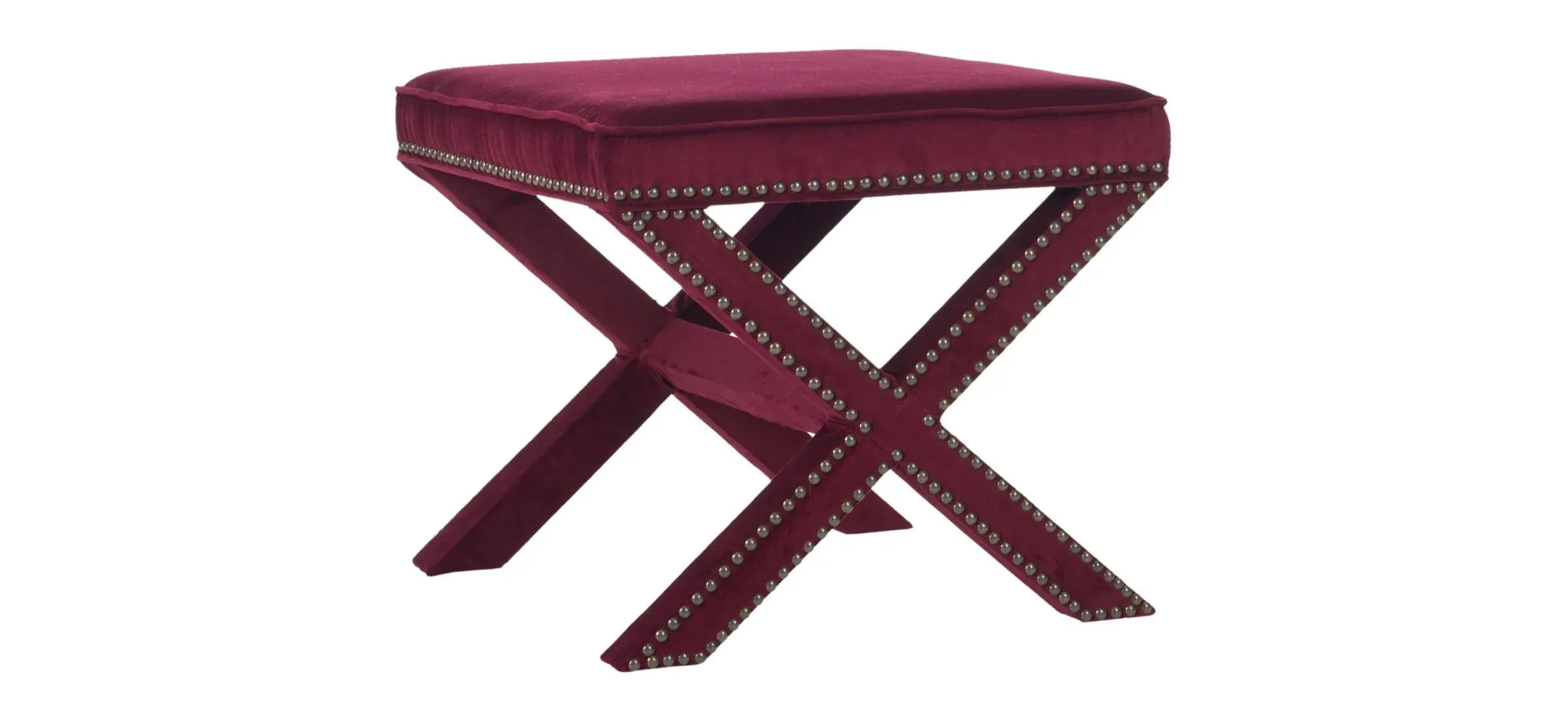 Amais Ottoman in Red Velvet by Safavieh