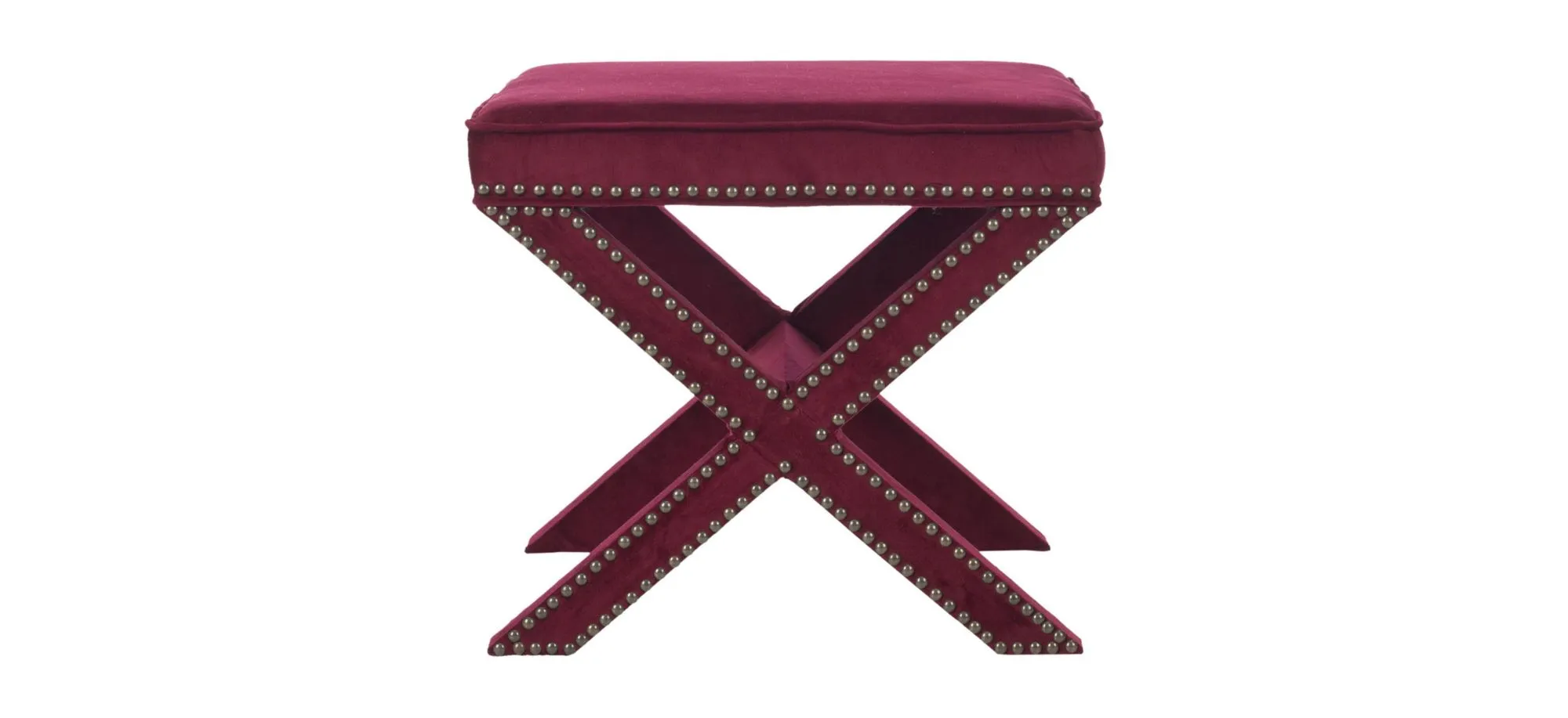 Amais Ottoman in Red Velvet by Safavieh