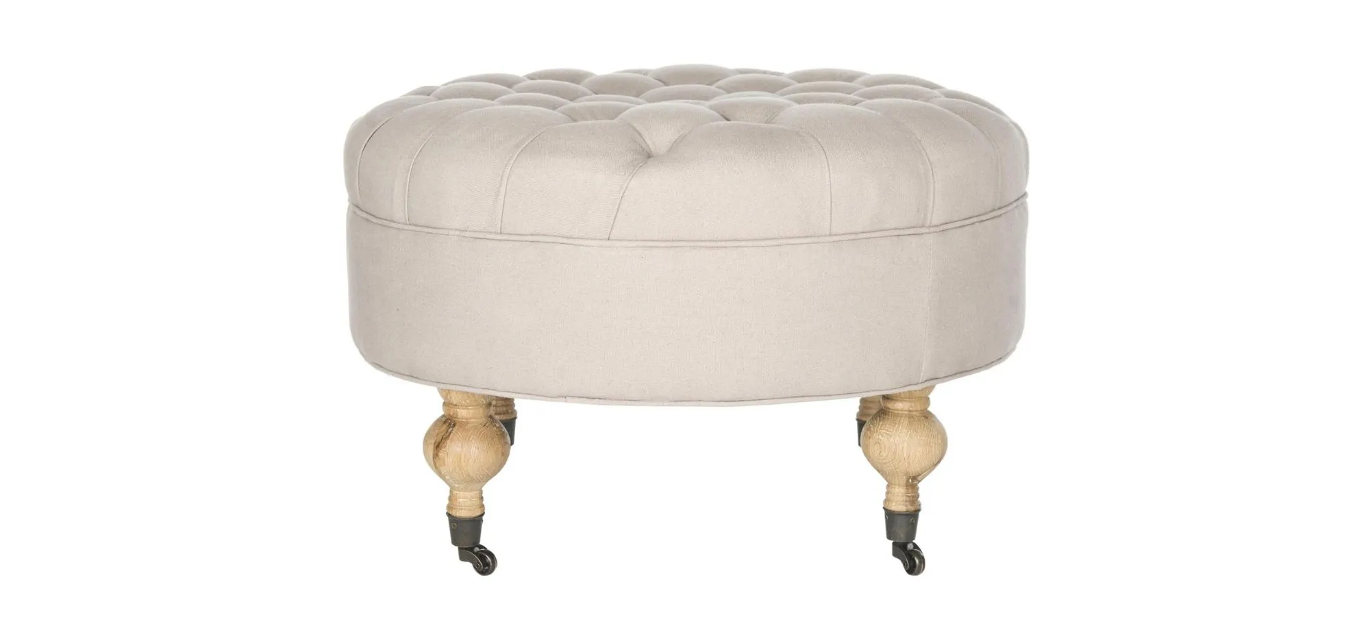 Lisbon Round Ottoman in Taupe by Safavieh