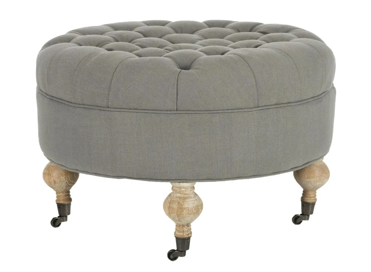 Lisbon Round Ottoman in Granite by Safavieh