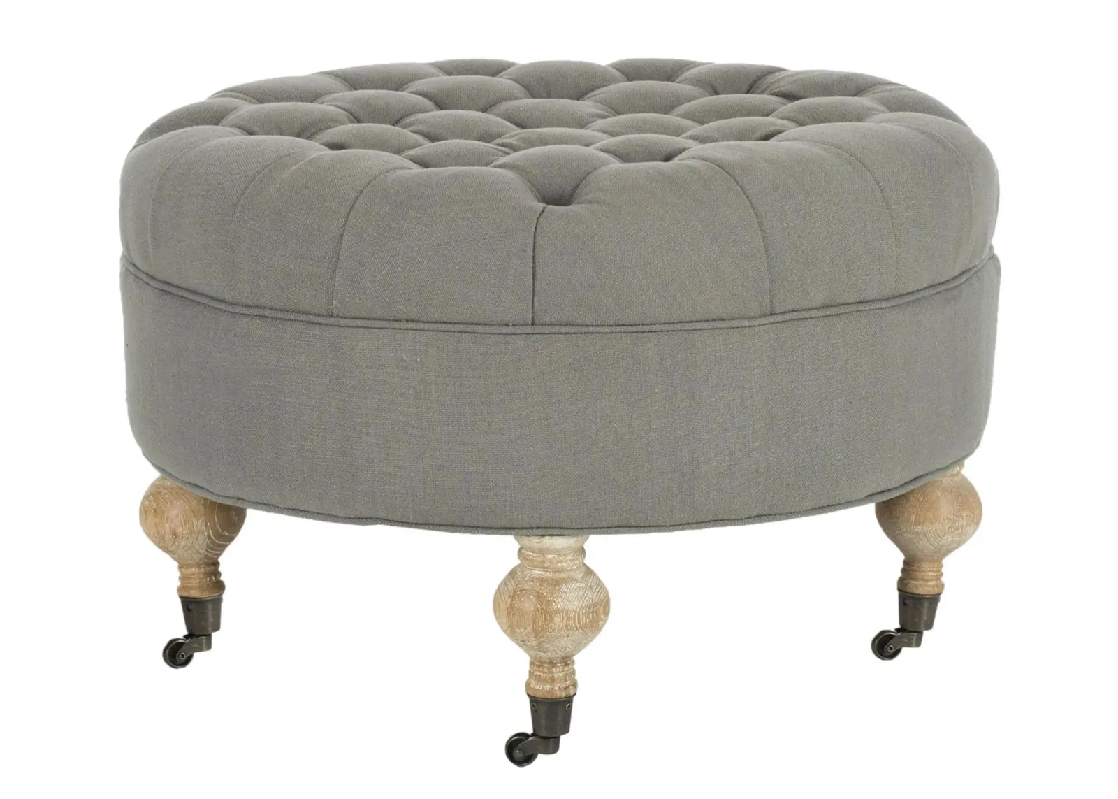 Lisbon Round Ottoman in Granite by Safavieh