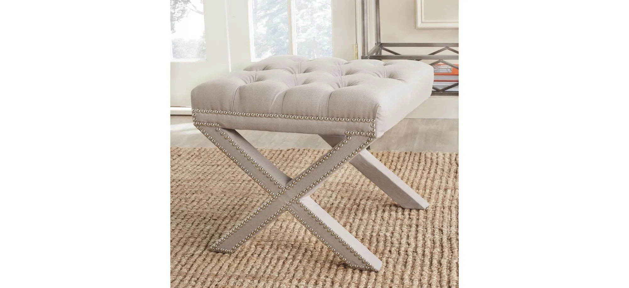 Maddox Ottoman in Taupe by Safavieh